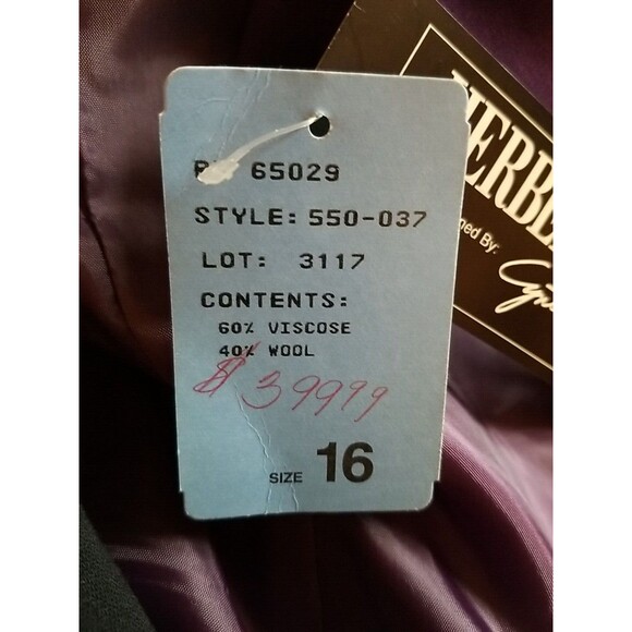 Herbert Grossman Cynthia Sobel Blazer Wool Blend 16 Purple NWT Vintage - Picture 10 of 14